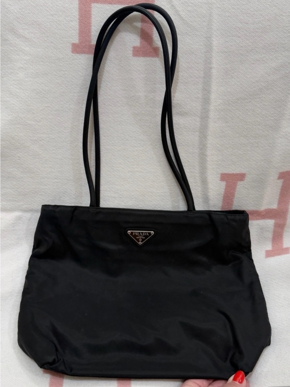 Prada Black Nylon Double-Handle Shoulder Bag - Picture 3 of 16